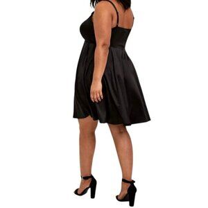 Lucky Brand | Women’s Black Satin‑Style Bustier Dress | Size L (NWT)